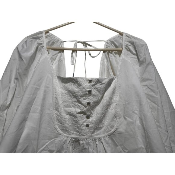 Maurices Lace Babydoll Blouse Womens 1X White Ballon Sleeves Cottagecore Peasent - Picture 14 of 16